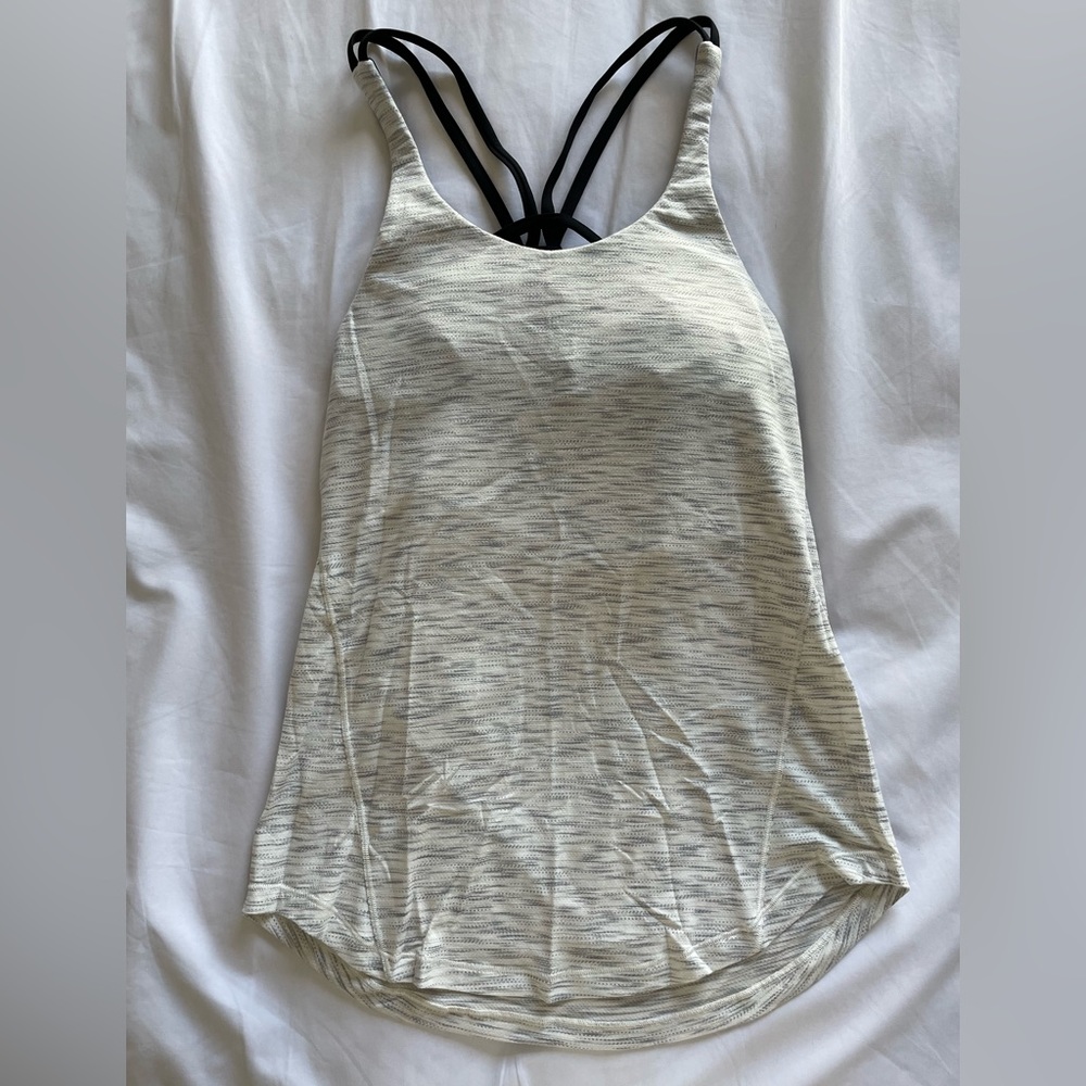 White/grey/back lululemon tank with built in bra size 4